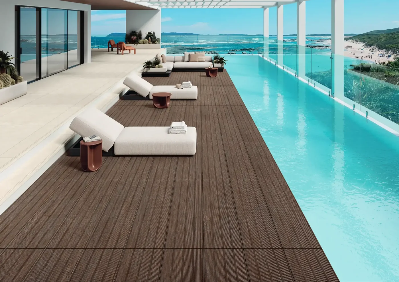 Pavimento Margres Deck Plus Light Brown num espaço exterior